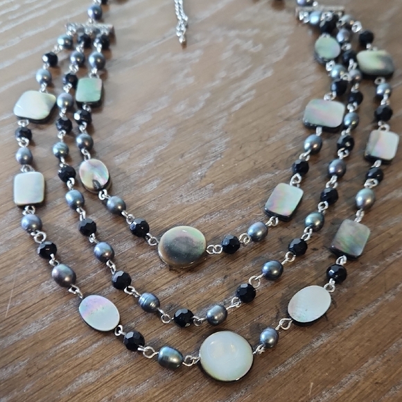 Multi-Layered Black and Silver Tone Necklace - Picture 7 of 7
